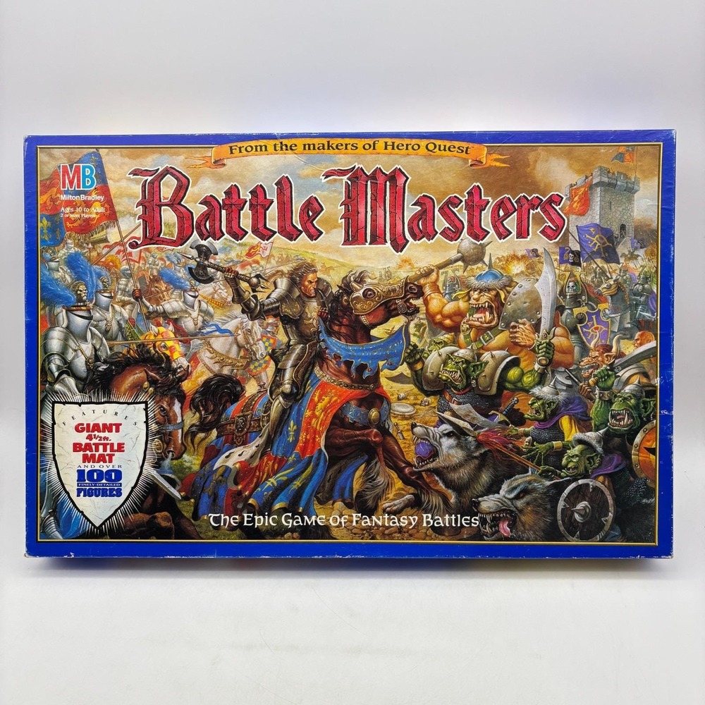 1992 Battle Masters Board Game Milton Bradley w/ Battle Mat & Figures Incomplete